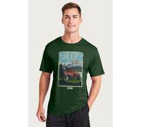 Jeep Men's Mountain For Adventurous Souls T-Shirt in Bottle Green | Size: Medium Jeep Bottle Green M