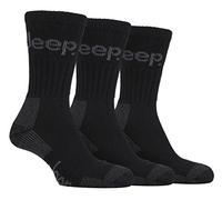 Jeep Mens Pack Of Three Black Woven Logo Boot Socks