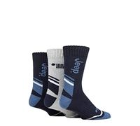 Jeep Mens Performance Poly Cotton Boot Socks Pack of 3 Navy/Blue/Grey 6-11