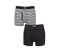Jeep Mens Plain and Fine Striped Keyhole Trunks Pack of 2 Black/White S