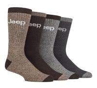 Jeep Mens Recycled Cotton Socks 4 Pack Thick Knit Full Cushioned Boot Socks (6-11, Brown/Earth)