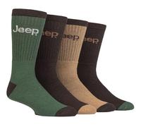Jeep Mens Recycled Cotton Socks 4 Pack Thick Knit Full Cushioned Boot Socks (6-11, Brown/Green)