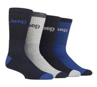 Jeep Mens Recycled Cotton Socks 4 Pack Thick Knit Full Cushioned Boot Socks | Extra Padding | Natural Fibre Hosiery | Multi Pair Value Set | Breathable Shoe Layer | Pressure Softening Layer