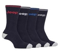 Jeep Mens Sport Crew Socks 4 Pack Cotton Running Socks with Reinforced Heel and Toe (6-11, Navy)