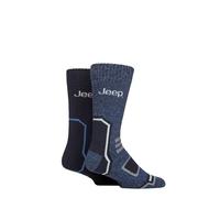 Jeep Mens Thermal Boot Socks - Cushioned, Soft, Breathable, Arch Supports for Walking, Hiking & the Outdoors in a 2 Pair Multipack Size 6-11 Navy/Blue