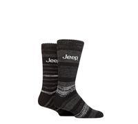 Jeep Mens Thermal Boot Socks - Striped Patterned Cushioned, Soft, Breathable, Arch Supports for Walking, Hiking & the Outdoors in a 2 Pair Multipack Size 6-11 Striped Black/Charcoal