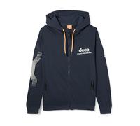 JEEP Mens Xp Man Hooded Full Zip W/Zipped Pockets Sideways X Reflective Sleeve Print Jx24a Sweatshirt, Deep Blue, XXL EU