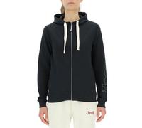 JEEP O102920-B000 J WOMAN HOODED SWEATSHIRT FULL ZIP Sleeve Outline Print W/Side Pockets J23W Black XS