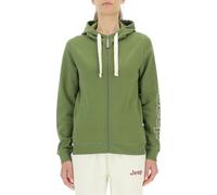 JEEP O102920-E100 J WOMAN HOODED SWEATSHIRT FULL ZIP Sleeve Outline Print W/Side Pockets J23W Olive Green XL