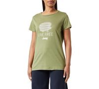 JEEP O102924-E100 J Woman T-Shirt Hedgehog Sketch - Live Free Large PrintJ23W Olive Green M