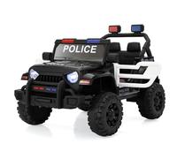 Jeep Off-road Police Car Ride On 12V Electric Kid Car to Drive Ride On Toys with Parental Remote Battery Powered Police Jeep Cop Cars Ride On Truck for Toddlers, Black