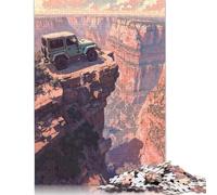 Jeep on Cliff Edge Jigsaw Puzzles Puzzles for Adults Kids. 1000 Pieces Great Gifts Challenge Toy Educational Game Home Decoration for Adults& Kids Age 14 Years Up 1000pcs (38x26cm)