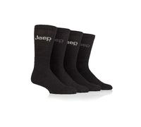 Jeep Mens Plain Boot Socks - Regenerated Cotton Soft Breathable, for Walking, Hiking & Outdoors 4 Pair Multipack Size 6-11 Black/Black