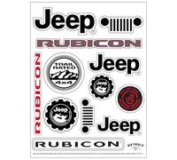Jeep Rubicon 12-Decal Sticker Sheet | 6"x 8" Durable Vinyl Stickers | Weatherproof, UV-Resistant, Easy Peel-Off Off-Road Graphics