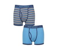 Jeep Spirit Men’s Cotton Knitted Trunks - 2 Pack Soft Boxer Briefs, Classic Fit, Breathable Everyday Underwear, Stretch Comfort Waistband, Sizes S-XL Navy/Denim XL