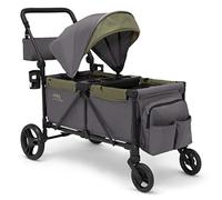 Jeep Sport All-Terrain Stroller Wagon by Delta Children - Includes Canopy, Parent Organizer, Adjustable Handlebar, Snack Tray & Cup Holders, Grey/Olive Green