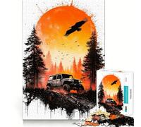 Jeep Sunset Adventure Jigsaw Puzzles for Adults 1000 Piece Mindful Game Clean Cut Happy Challenge Birthday Present (38x52cm)