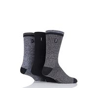 Jeep Terrain Men's Leisure Sock for Hiking and Outdoors - Cushioned Foot, Ribbed Leg, Cotton Polyester Mix - 3 Pairs - Black 6-11
