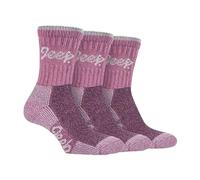 Jeep TERRAIN Womens Luxury Cotton Boot Socks 3 Pairs | Walking, Hiking and Outdoors, Padded, Breathable, Anti-Blister, Performance, Trekking, Crew Length