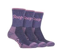 Jeep Women's Cotton Cushioned Hiking Socks - 3 Pack, Purple 4-8