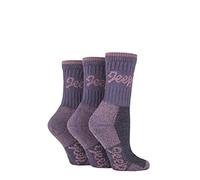 Jeep TERRAIN Womens Luxury Cotton Boot Socks 3 Pairs | Walking, Hiking and Outdoors, Padded, Breathable, Anti-Blister, Performance, Trekking, Crew Length