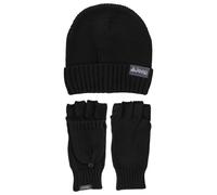 Jeep Unisex's Men's and Women's 2-Piece Beanie and Convertible Gloves Set One Size Fits Most Winter Accessory, Black