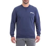 Jeep Winter Crew Neck with Bomber Cut Collar and Vintage Logo Printing, Men's Jersey, Mood Indigo/Light Gr, S