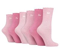 Jeep Women 6 Pack Bamboo Boot Socks Cute Scalloped Top Socks (4-8, Cerise/Cream)