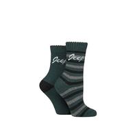 Jeep Women’s 2 Pair Striped Wool Blend Boot Socks - Warm, Thick, Cushioned Outdoor Walking, Soft & Breathable with Reinforced Heel and Toe, Everyday Comfort, Size 4-8 Forest/Black/Charcoal