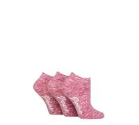 Jeep Women’s Mélange Trainer Socks 3 Pack - Fully Cushioned, Breathable, Terry Loop, Soft Touch, Smooth Toe Seams, Arch Support, Ideal for Walking & Sports, UK Size 4-8 Rose/White