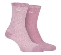 Jeep Womens - 2 Pack Ladies Supersoft Hiking Boot Socks - Pink - Size UK 4-6.5
