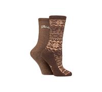 Jeep Women's 2 Pair Cotton Blend Boot Socks in Brown | Size: 4-8 Jeep Brown 4-8