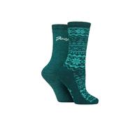 Jeep Women's 2 Pair Cotton Blend Boot Socks in Teal | Size: 4-8 Jeep Teal 4-8