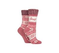 Jeep Women's 2 Pair Fairisle Soft Top Boot Socks Gift Set in Rose | Size: 4-8 Jeep Rose 4-8
