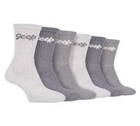 Jeep Womens 6 Pack Hiking Boot Socks Ladies Ribbed Cotton Socks for Outdoors (4-8, Slate/Grey)