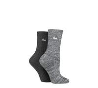 Jeep Women's Boot Socks Plain/Marl Ribbed Leg 2 Pairs Charcoal/Slate 4-8