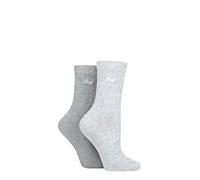 Jeep Women's Boot Socks Plain/Marl Ribbed Leg 2 Pairs Slate/White 4-8
