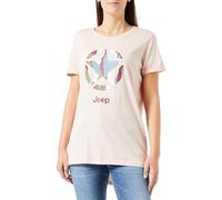 JEEP Women's J Woman Oversize T-Shirt Star Camoubark Large Print Turn-up Sleeve J23W, Powder Rose, XL