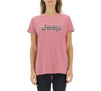 JEEP Women's J Woman T-Shirt Oversize Striped Print Turn-up Sleeve J22W, Dusty Rose, XL