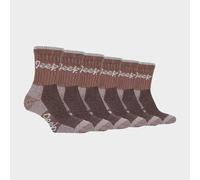 Jeep - 6 Pair Multipack Ladies Cotton Breathable Padded Hiking Socks | Womens Cushioned Anti Blister Crew Trekking Socks (4-8, Tan/Cream)