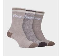Jeep - 3 Pairs Ladies Performance Polyester Heavy Duty Cushioned Hiking Boot Socks (4-8, Tan/Coffee/Cream)