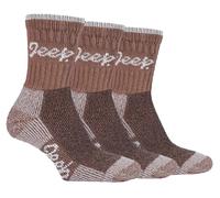 JEEP TERRAIN - 3 Pairs Cotton Walking Hiking Socks for Ladies - Padded Breathable Anti Blister Athletic Outdoor Performance Trekking Crew Socks for Women Beige / Cream 4-7