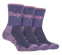 Jeep Womens TERRAIN - 3 Pairs Cotton Walking Hiking Socks for Ladies - Fuchsia - Size UK 4-6.5
