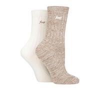 Jeep Womens Walking Boot Socks 2 Pack High Performance Polyester Running Socks (4-8, Taupe/Cream)