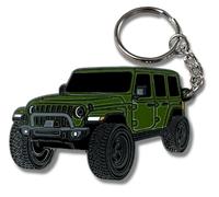 Jeep Wrangler Keychain - Officially Licensed Jeep Rubicon Accessories JL Key Chain JKU 2024 2023, Green, 2" x 1.5"