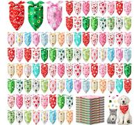 Jeere 200 Pieces Holiday Dog Bandanas Bulk Valentines Day Bandanas for Dogs St. Patrick Easter Dog Bandana Pet Triangle Scarf Puppy Dog Kerchief Bibs for Small Medium Dog Holiday Costume Accessories