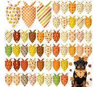 Jeere 50 Pcs Fall Dog Bandanas Bulk Autumn Pumpkin Maple Leaves Pattern