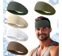 Jeere 5pcs Summer Cooling Headbands for Men Stretchy Workout Sports Sweatbands Absorb Chill Cool Hairband for Hot Weather Running Golf Athletic(Light Color)