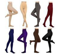 Jeere 8 Pairs Solid Color Opaque Tight Sets 8 Colors Women's 80 Denier High Waist Footed Colored Pantyhose Halloween Costume, Dark Color, L