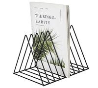 Jeesblsy Bookend, Metal Newspaper Rack, Triangle Desktop Magazine Stand, 9 Slots Book Ends Newspaper Holder Organiser Rack for Office, Documents, CD, Magazine